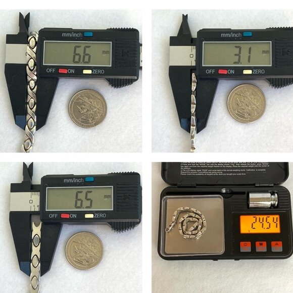 VTG Sterling Silver 925 Mexico Heavy Modernist 6MM XO Link Bracelet Sz 7.5" 24g - Picture 10 of 16